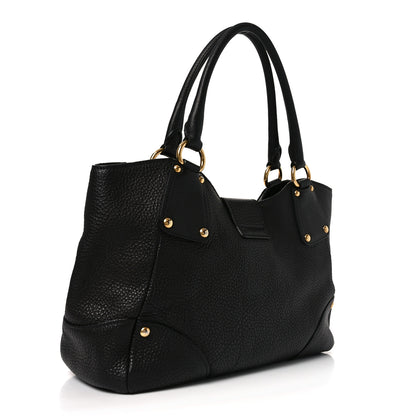 Prada Vitello Daino Pushlock Tote Black 4 of 17