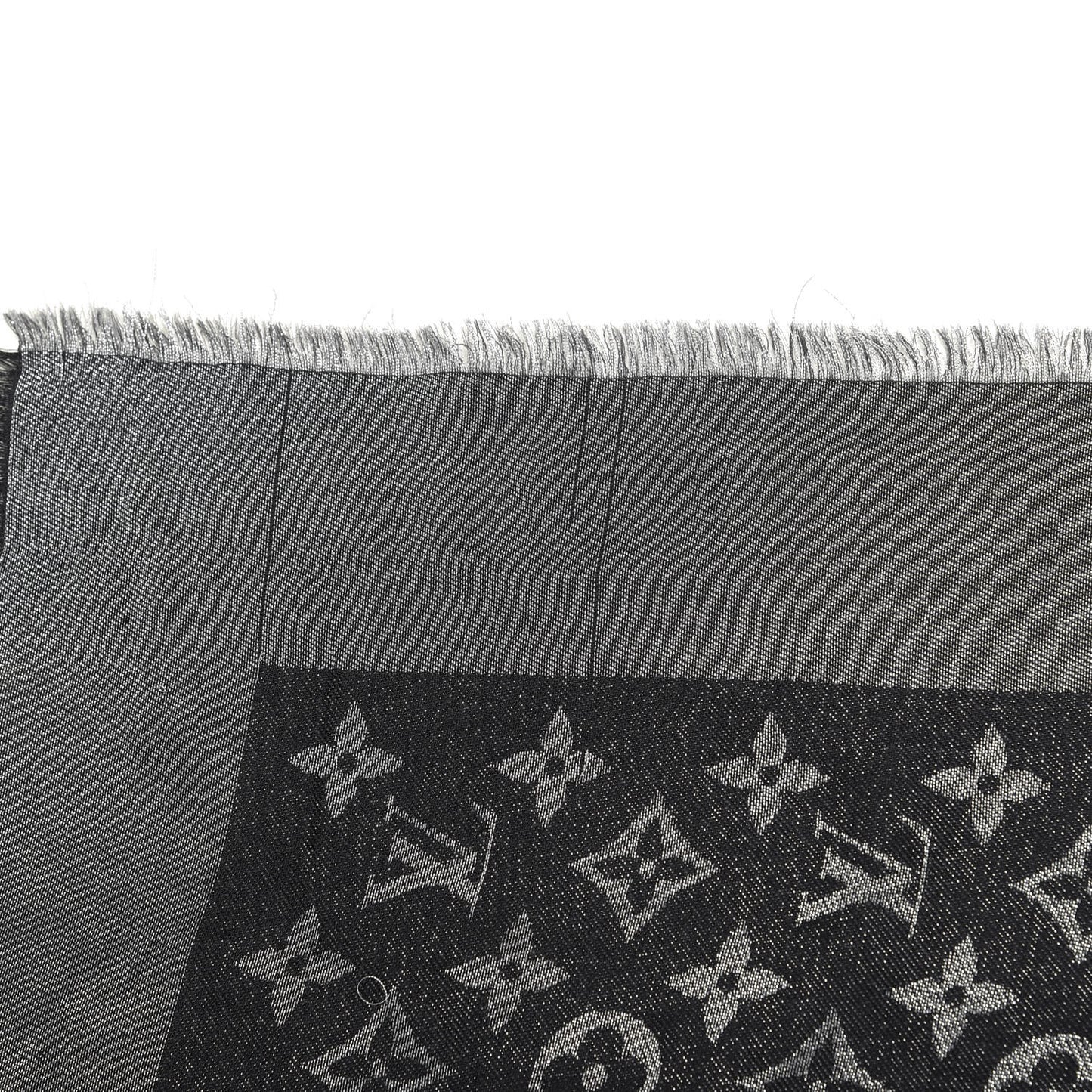 Silk Lurex Wool Monogram Shine Shawl Black