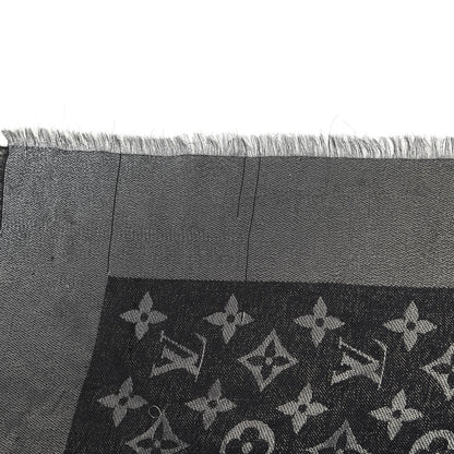 Louis Vuitton Silk Lurex Wool Monogram Shine Shawl Black 4 of 4