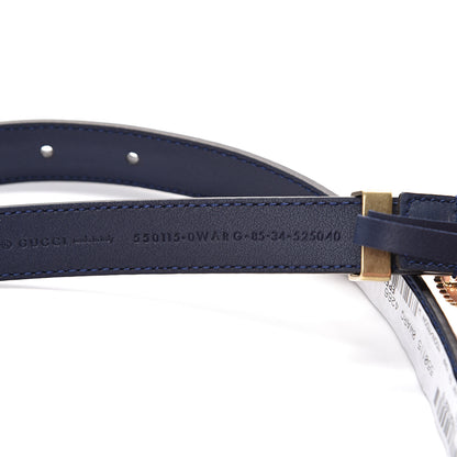 Gucci Calfskin Sylvie Stripe Torchon Double G 20mm Belt 85 34 Maritime Hibiscus Red Mystic White 4 of 7
