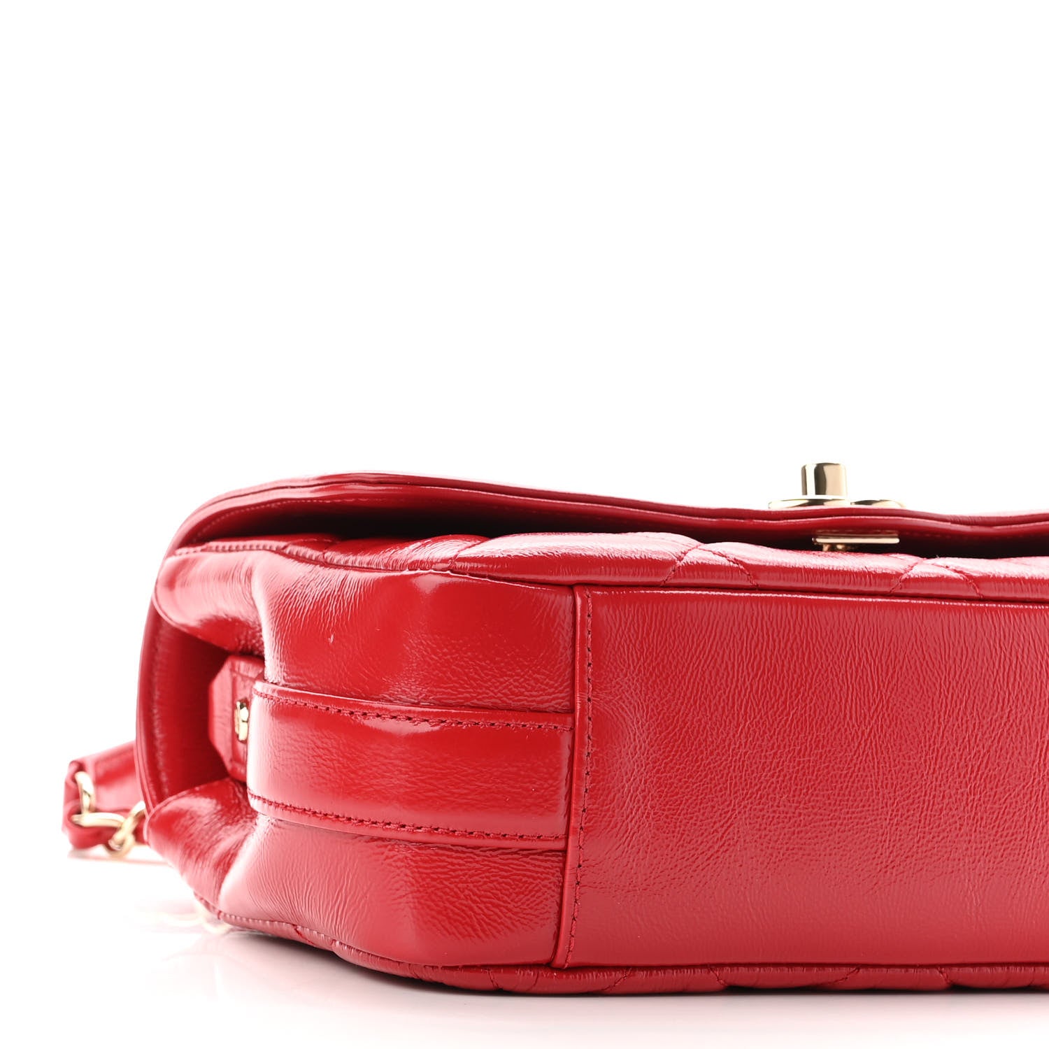 Chanel Shiny Aged Calfskin Quilted Mini Hold The Line Flap Red 9 of 10