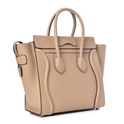 Celine Drummed Calfskin Micro Luggage Dune 3 of 8