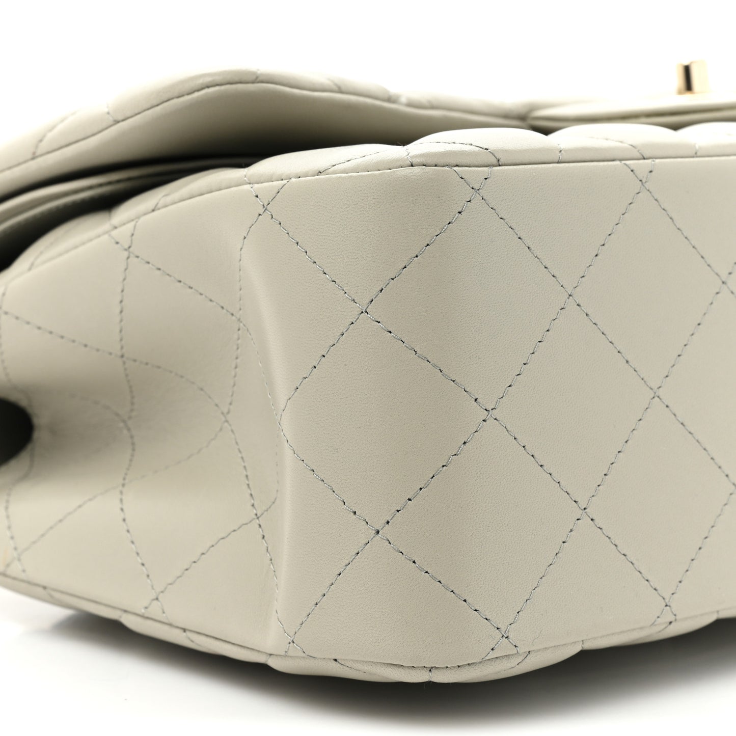 Lambskin Quilted Jumbo Double Flap Grey