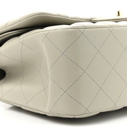 Chanel Lambskin Quilted Jumbo Double Flap Grey 10 of 11