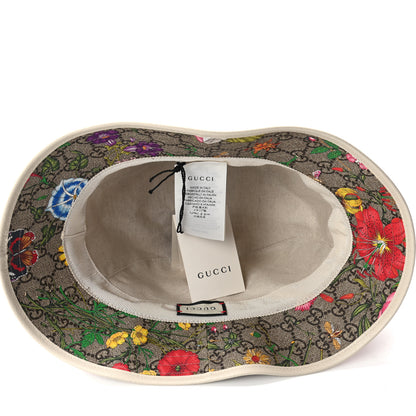 Gucci GG Supreme Monogram Flora Fedora Hat XL White 7 of 9