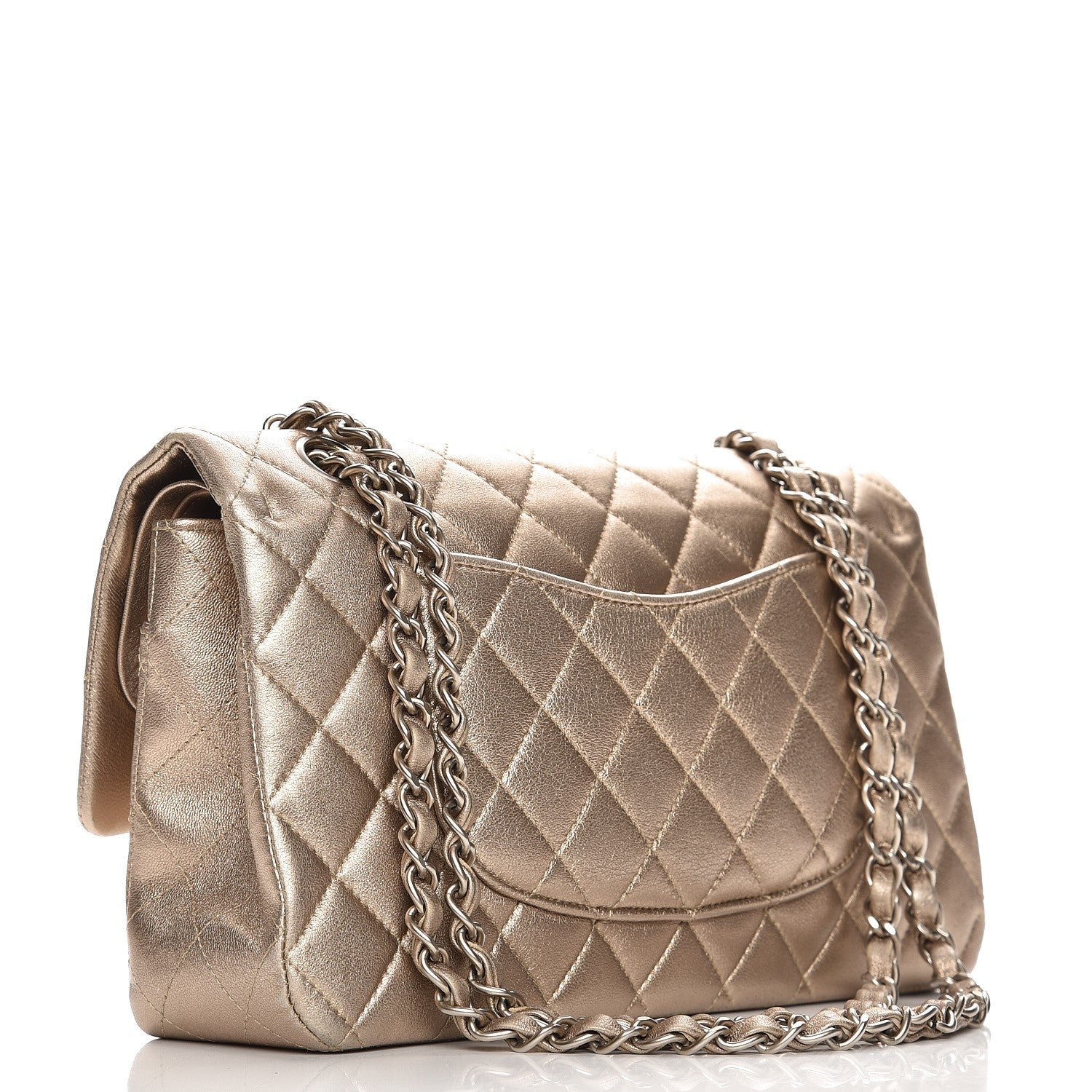 Chanel Metallic Lambskin Quilted Medium Double Flap Light Gold 4 of 8