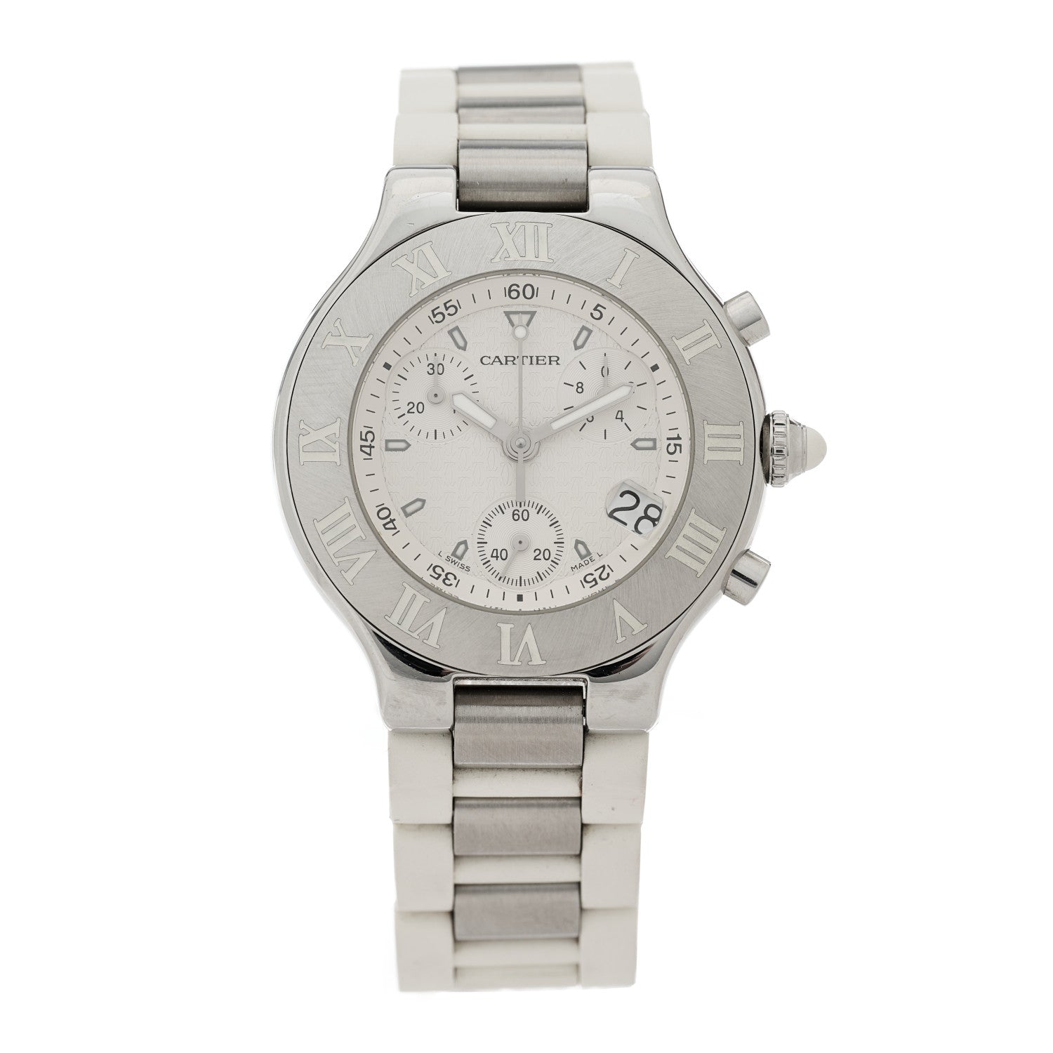 Cartier Stainless Steel Rubber 38mm Must 21 Chronoscaph Quartz Watch 1 of 4