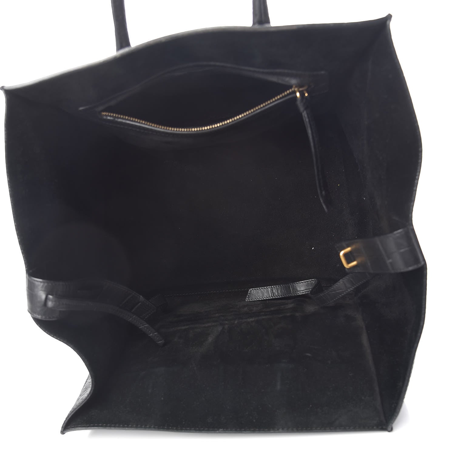 Celine Crocodile Embossed Calfskin Medium Phantom Luggage Black 5 of 19