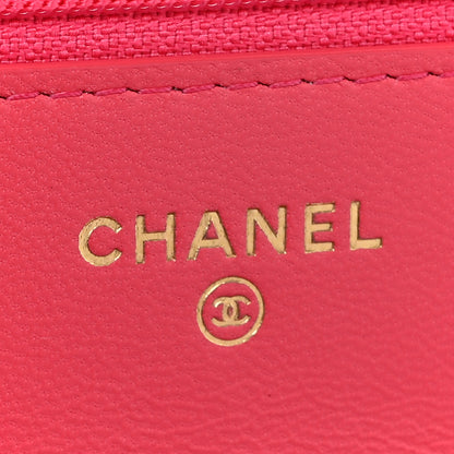 Chanel Lambskin Quilted Chanel 19 Wallet On Chain WOC Dark Pink 6 of 15