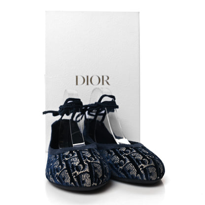 Christian Dior Velvet Oblique Poeme Laced Ballerina Flats 36.5 Blue 9 of 9