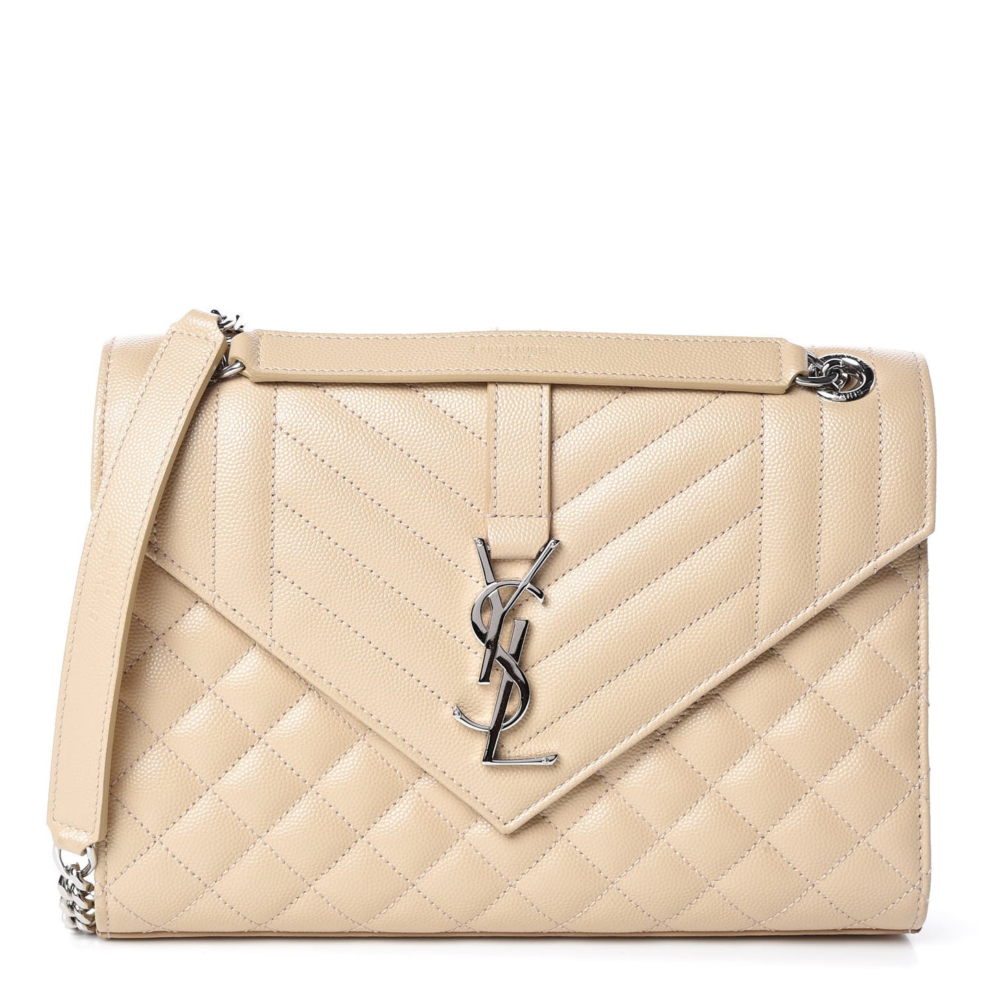 Grain De Poudre Textured Mixed Matelasse Medium Triquilt Monogram Satchel Nude Powder