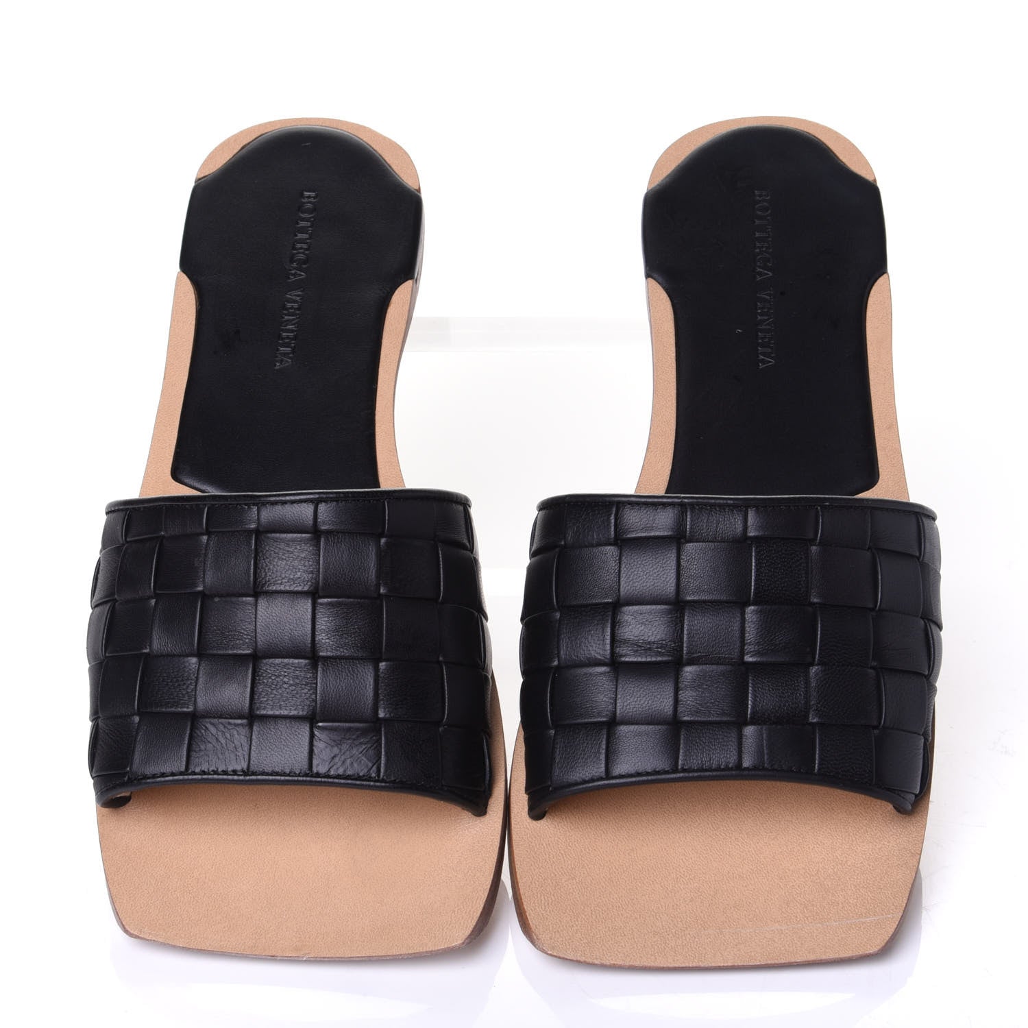 Bottega Veneta Nappa Intrecciato Squared Toe Flat Sandals 40 Black 5 of 9