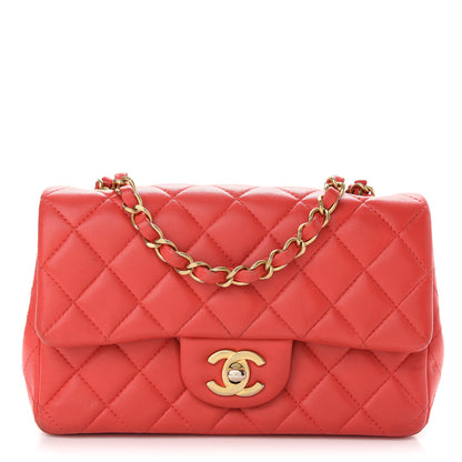 Chanel Lambskin Quilted Mini Rectangular Flap Red 1 of 12