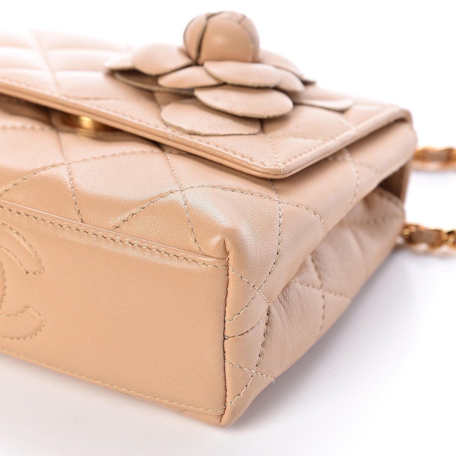 Chanel Lambskin Quilted Mini Camellia Flap Beige 10 of 12
