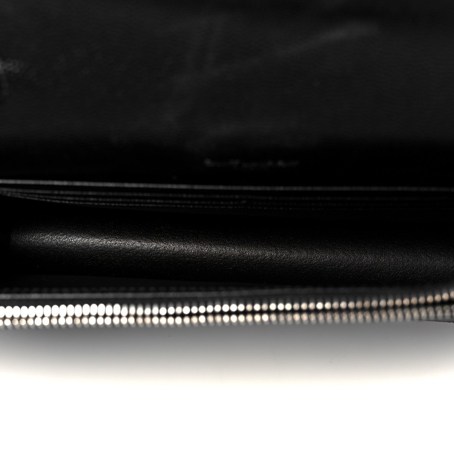 Saint Laurent Grain De Poudre Matelasse Chevron Monogram Envelope Chain Wallet Black 5 of 12