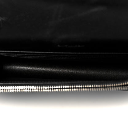 Saint Laurent Grain De Poudre Matelasse Chevron Monogram Envelope Chain Wallet Black 5 of 12