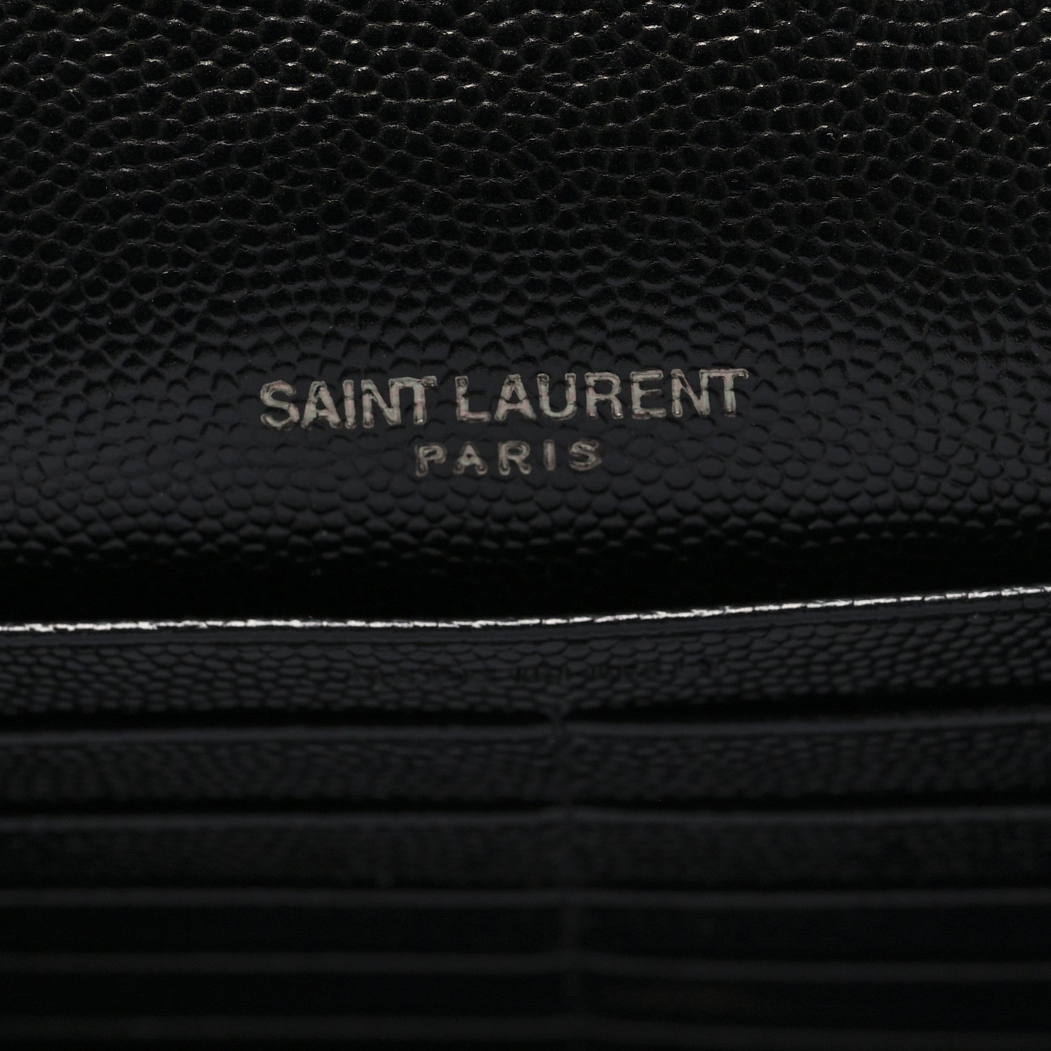 Saint Laurent Grain De Poudre Matelasse Chevron Monogram Monochrome Chain Wallet Black 7 of 11