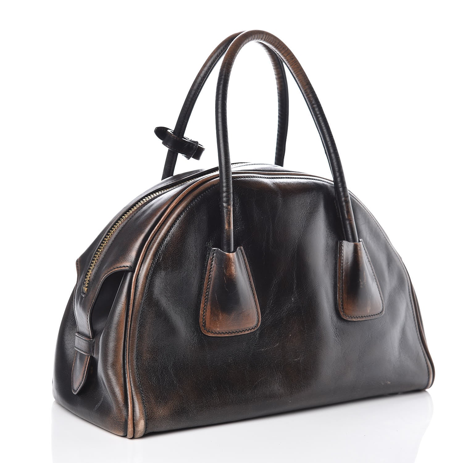 Prada Vitello Vintage Bowling Bag Black 3 of 15