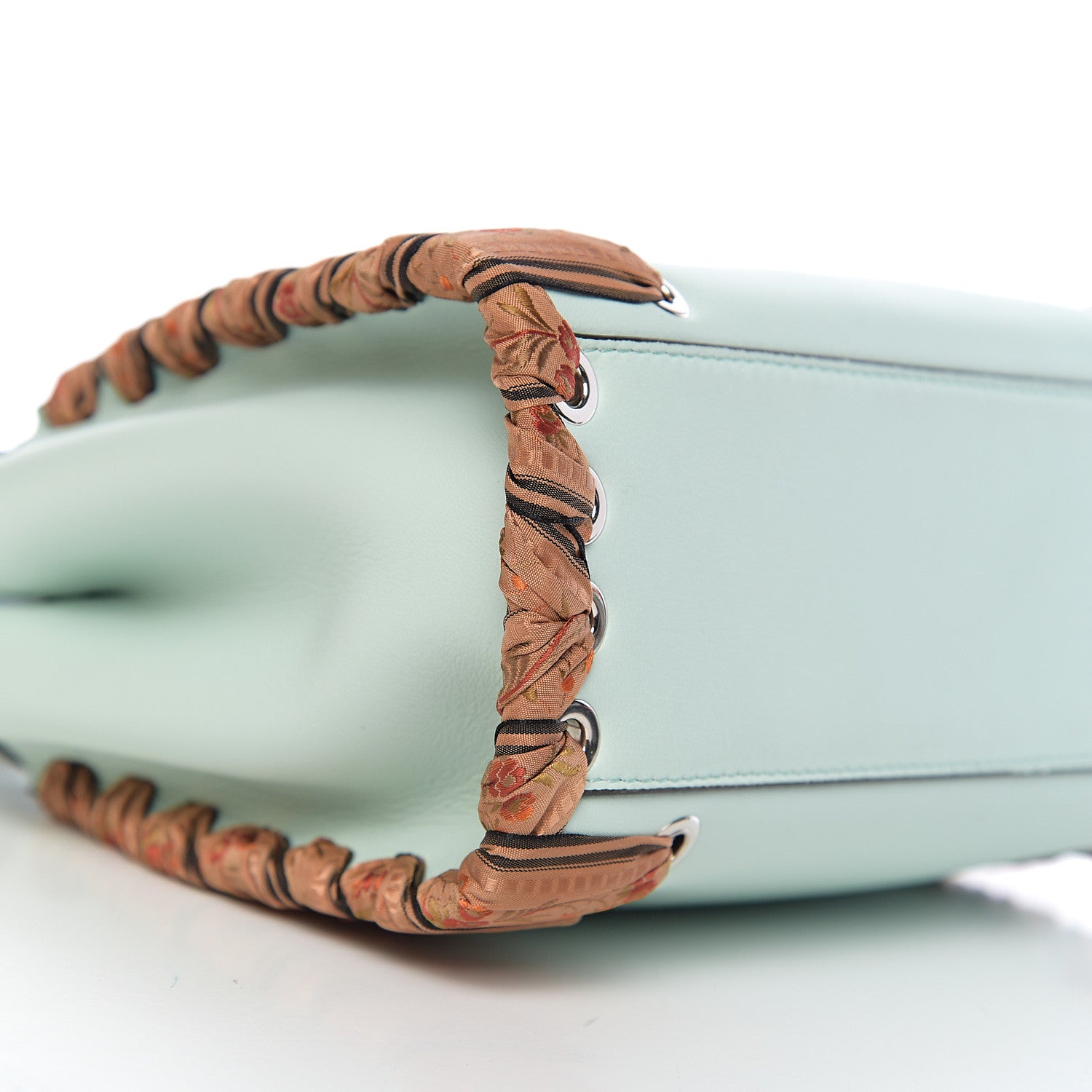 Fendi Nappa Ribbon Lace Up Mini Peekaboo Iconic Satchel Fairy Green 7 of 9