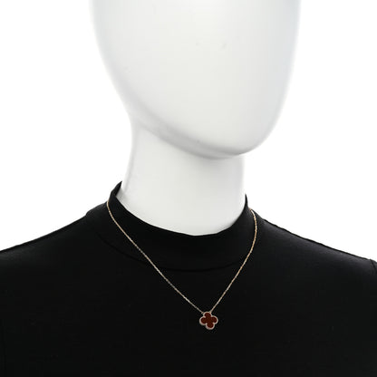 Van Cleef & Arpels 18K Yellow Gold Carnelian Vintage Alhambra Pendant Necklace 2 of 6