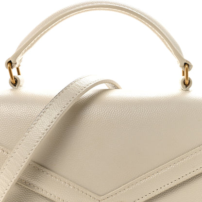 Saint Laurent Grain de Poudre Mini Classic Monogram Cassandra Top Handle Vintage White 7 of 9