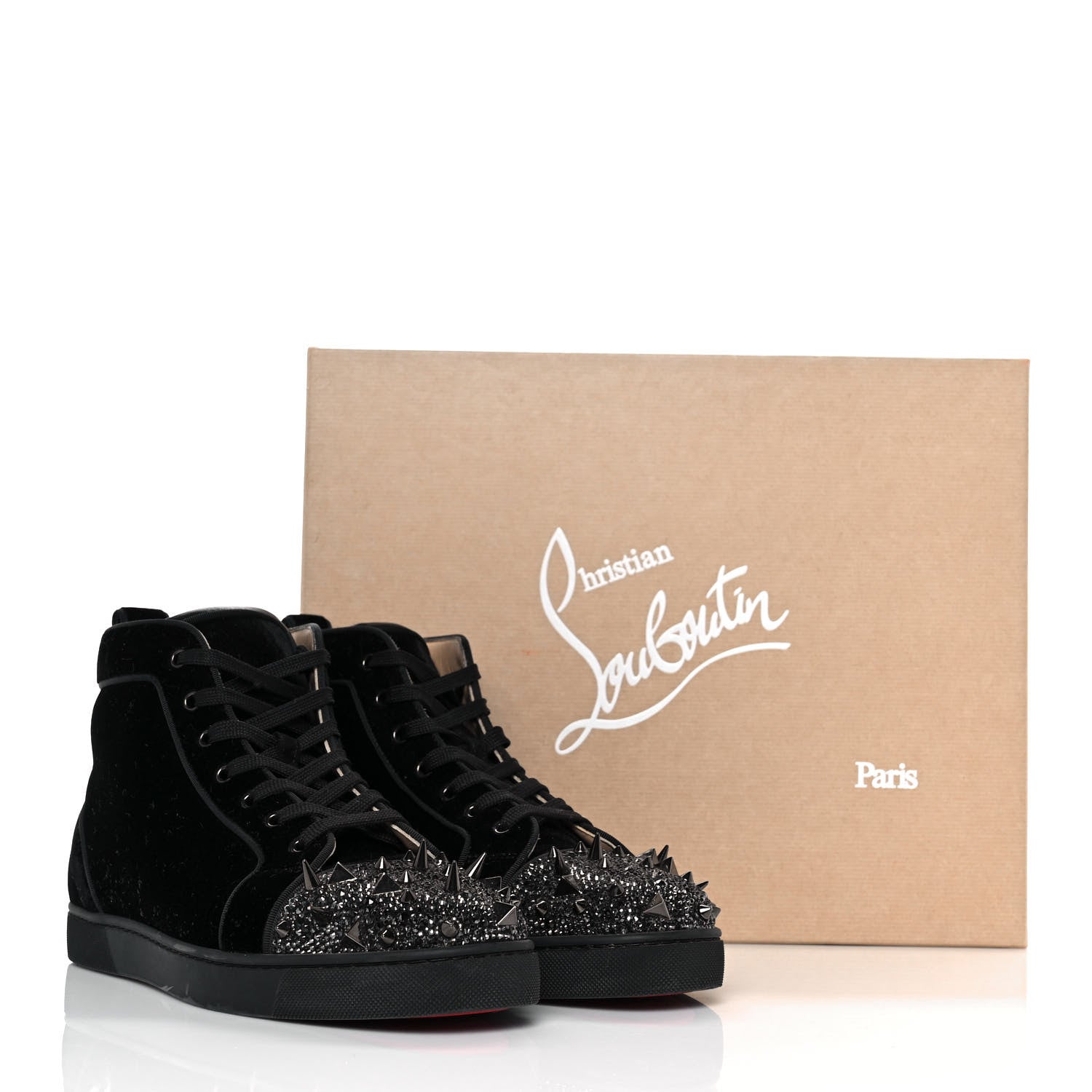 Christian Louboutin Velvet Lou Pik Pik Flat Spikes Sneakers 43 Black 7 of 7