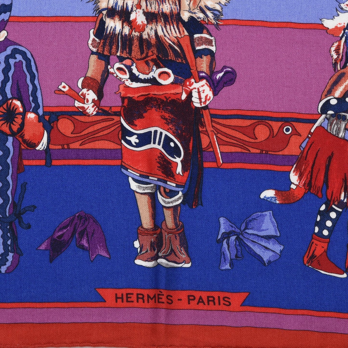 Cashmere Silk Kachinas Shawl 140 Rouge Bleu Parme