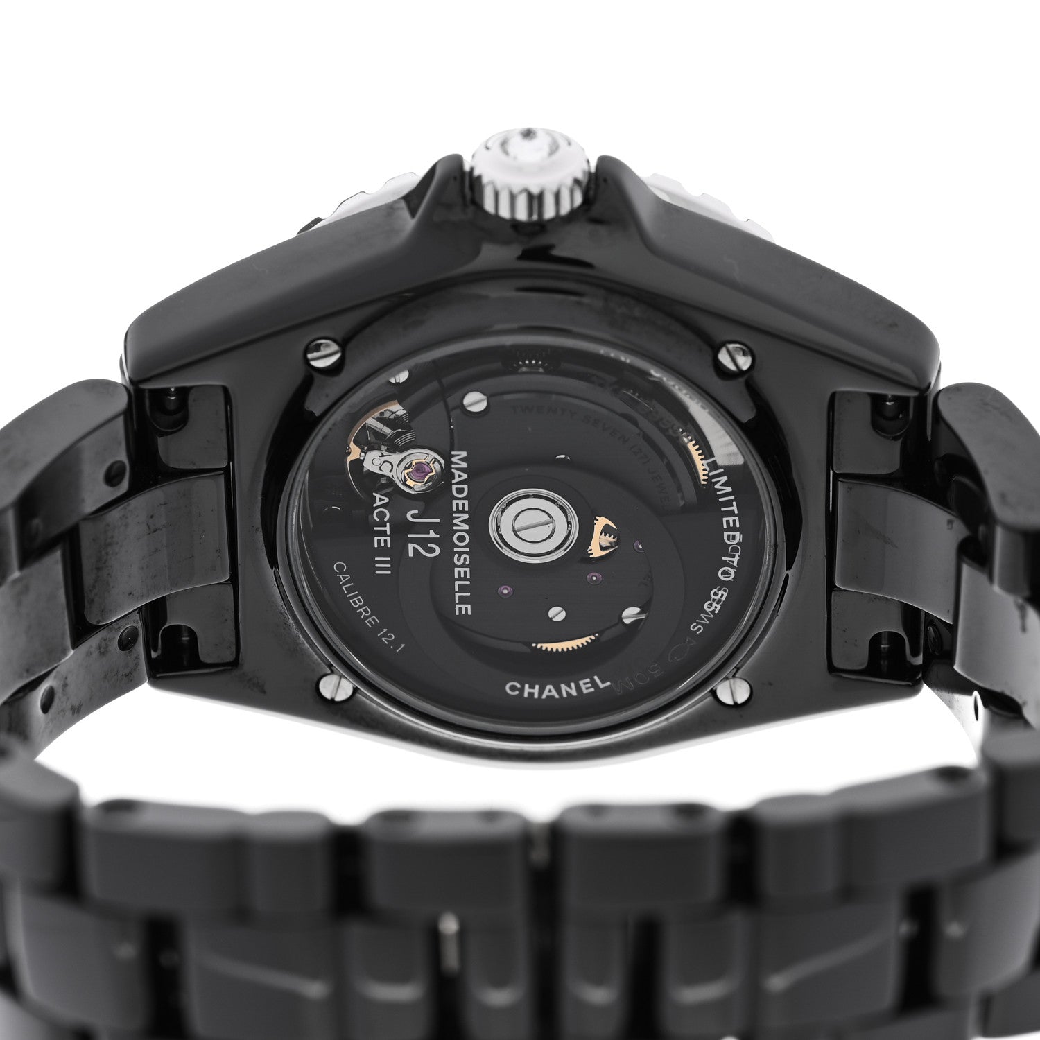Chanel Stainless Steel Ceramic Diamond 38mm J12 Limited Edition Mademoiselle La Pausa Automatic Watch Black Black 4 of 5