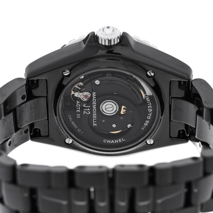 Chanel Stainless Steel Ceramic Diamond 38mm J12 Limited Edition Mademoiselle La Pausa Automatic Watch Black Black 4 of 5