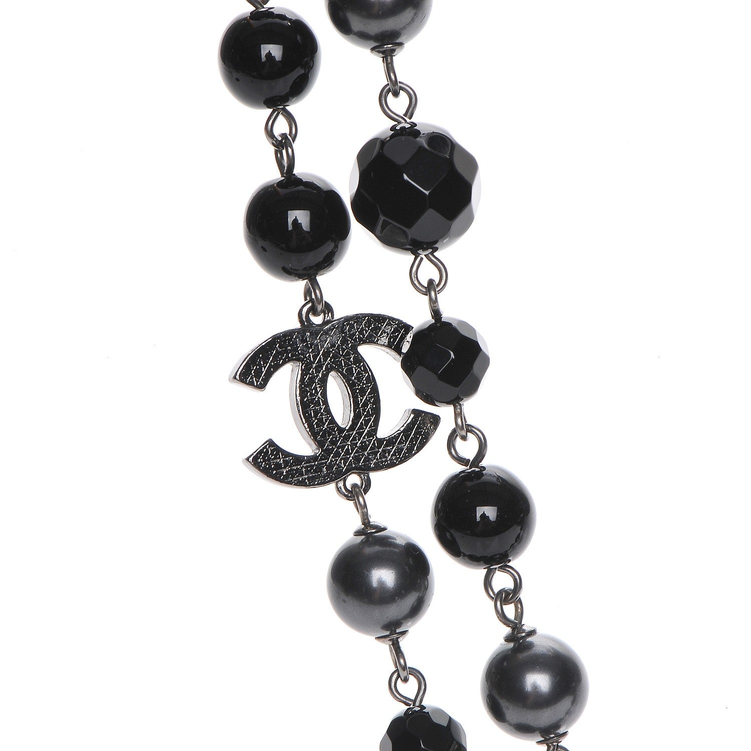 Chanel Ruthenium Beaded CC Long Necklace Black 4 of 6