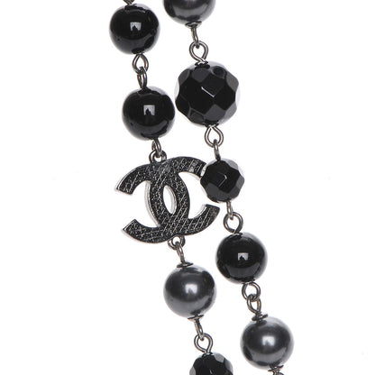 Chanel Ruthenium Beaded CC Long Necklace Black 4 of 6