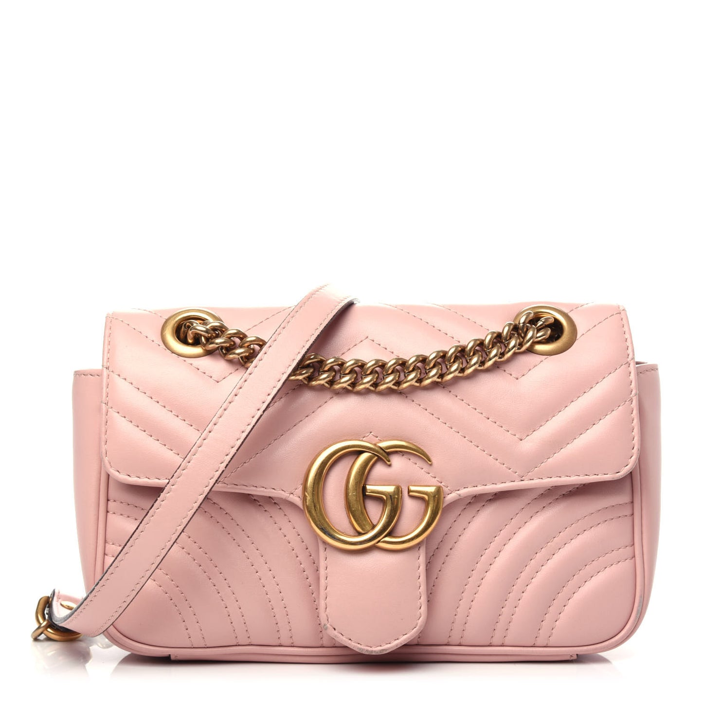 Calfskin Matelasse Mini GG Marmont Shoulder Bag Perfect Pink