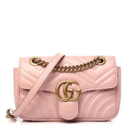 Gucci Calfskin Matelasse Mini GG Marmont Shoulder Bag Perfect Pink 1 of 10