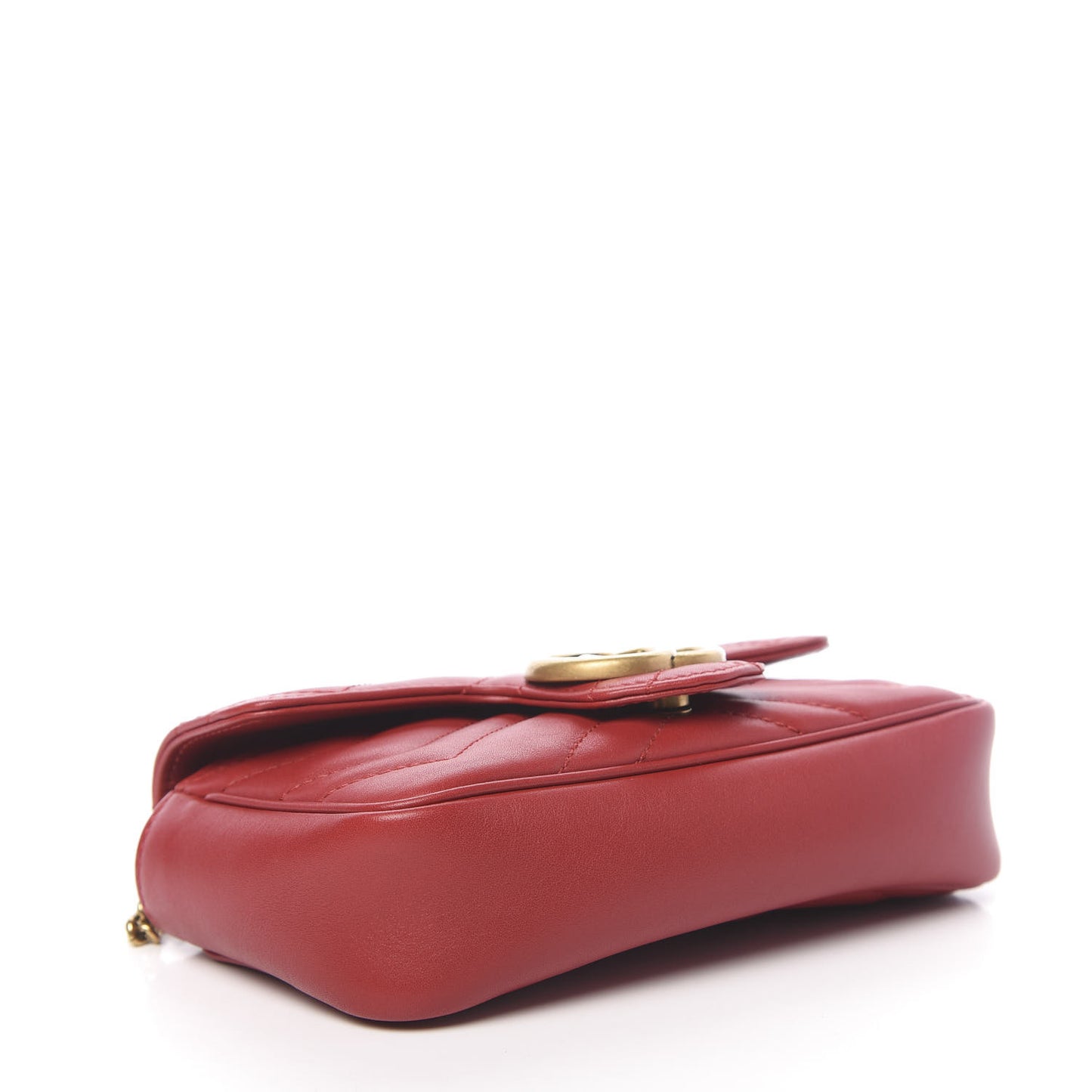 Calfskin Matelasse Super Mini GG Marmont Shoulder Bag Hibiscus Red