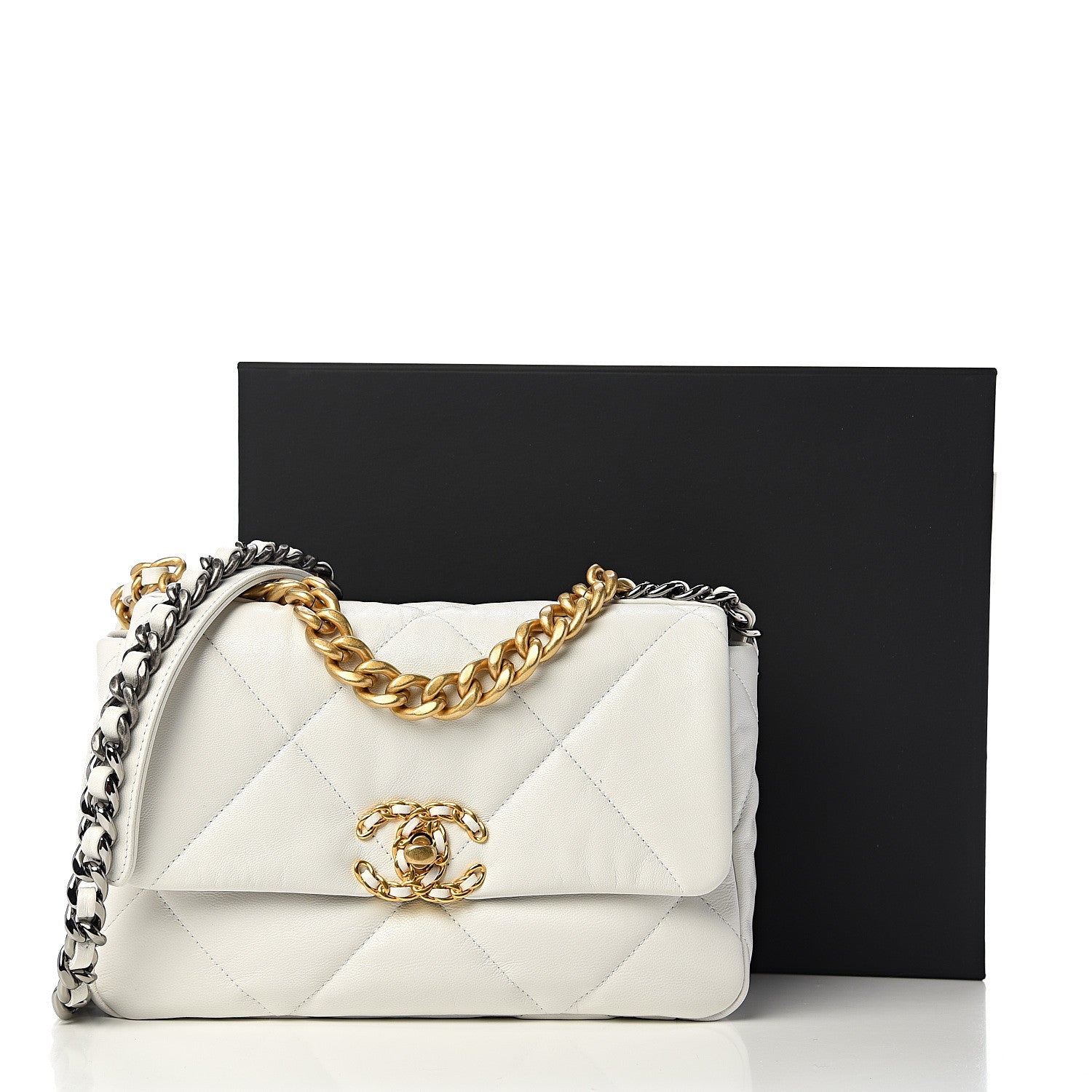 Chanel Lambskin Quilted Medium 19 Flap White 10 of 10