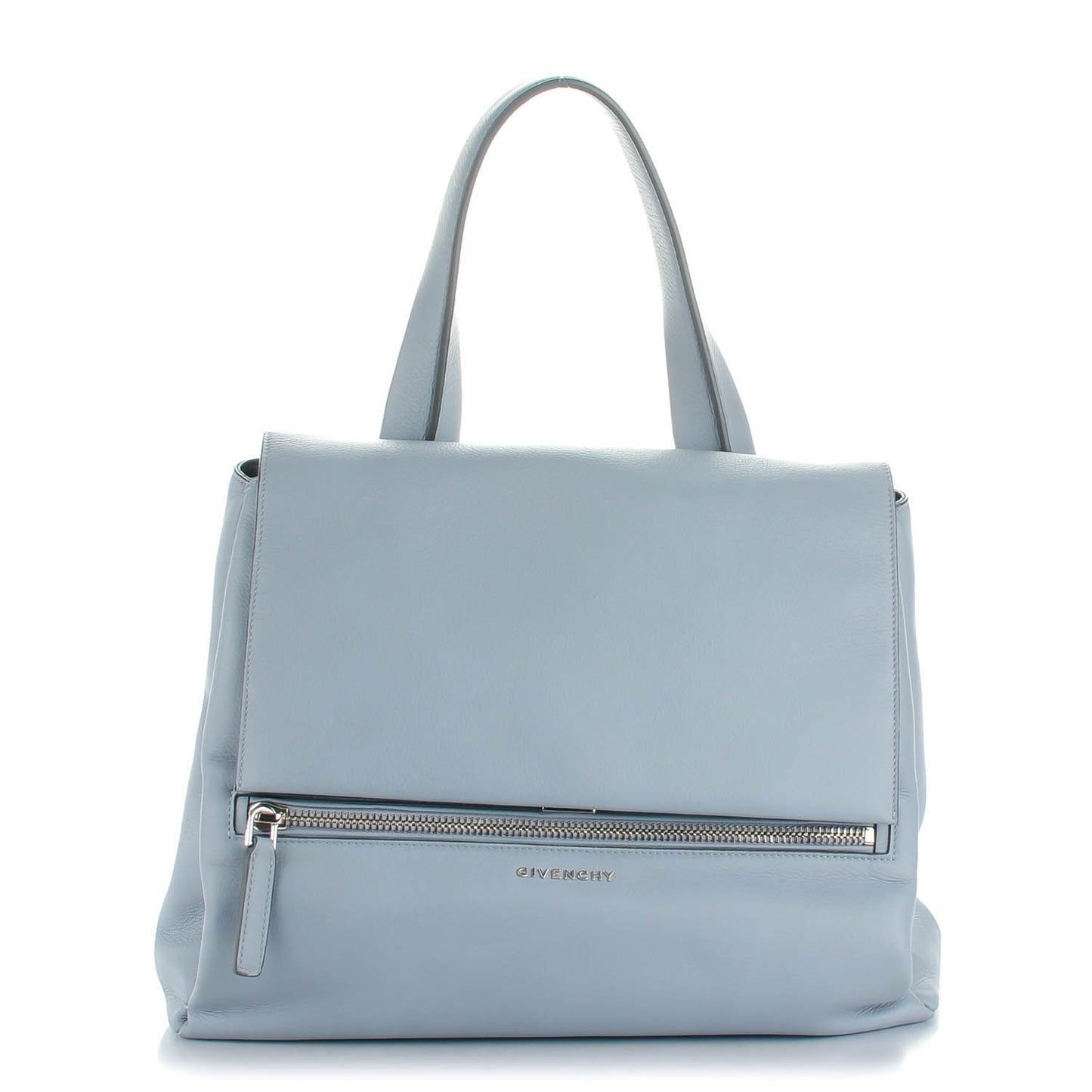 Grained Calfskin Medium Pandora Pure Flap Light Grey