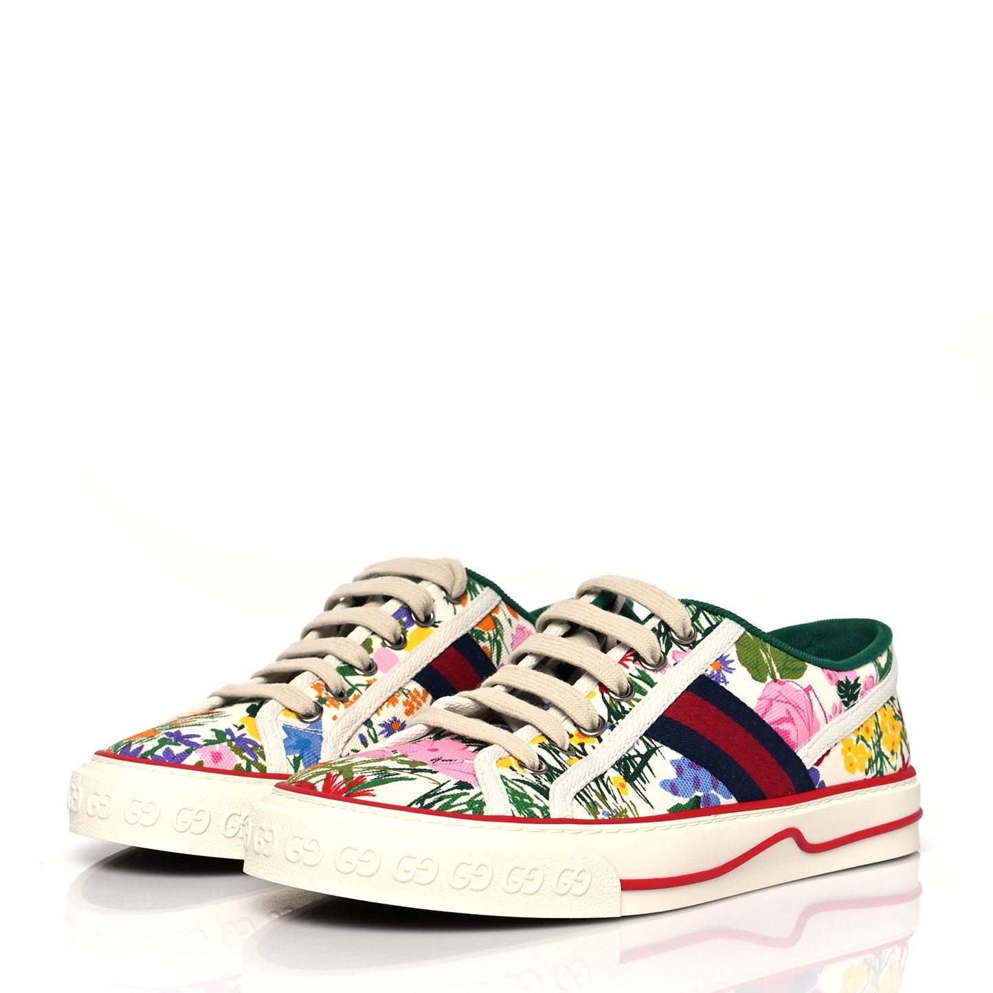 X KEN SCOTT Cotton Web Floral Womens 1977 Tennis Sneakers 38 Ivory Pink Mystic White