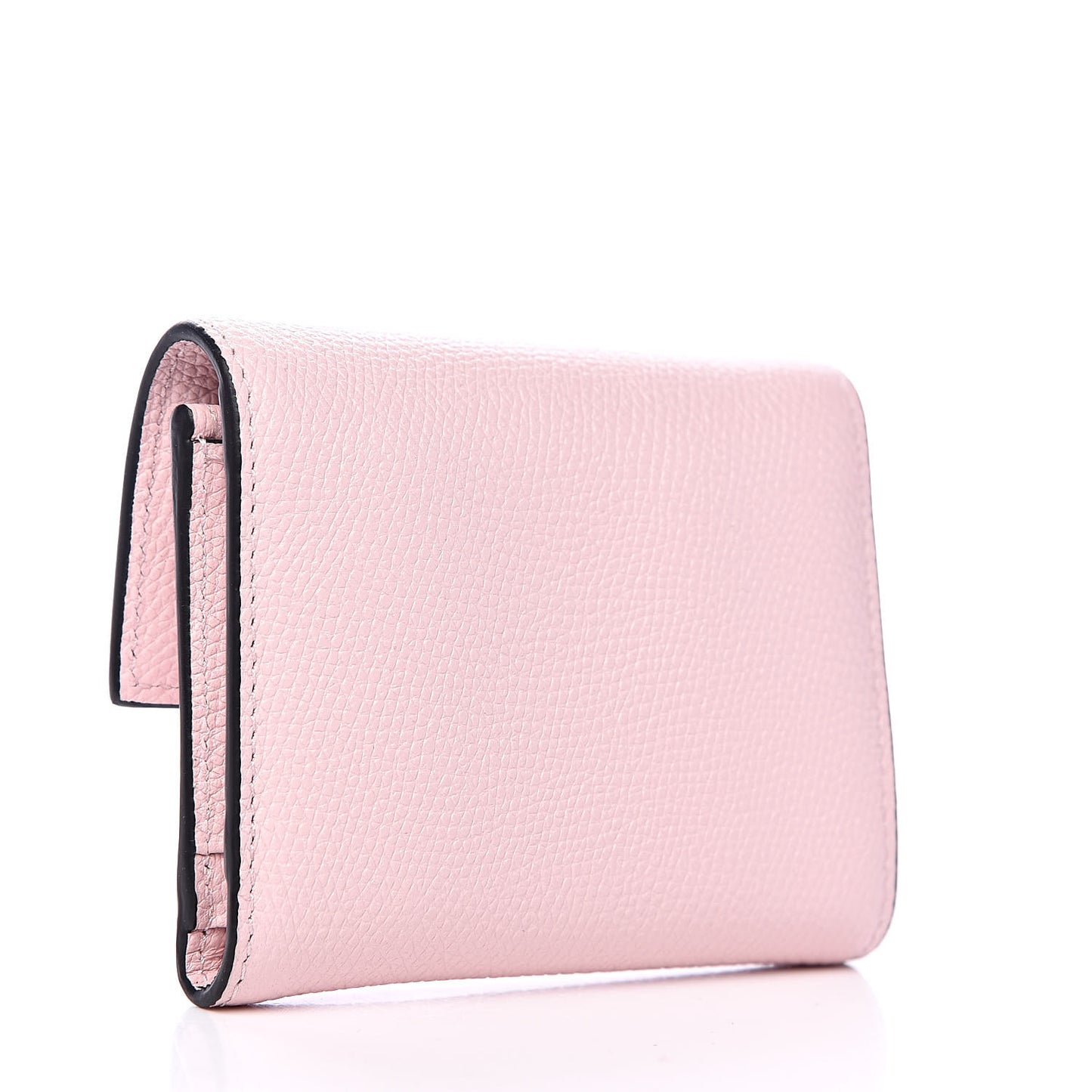 Grainy Calfskin VSling Compact Wallet Water Rose