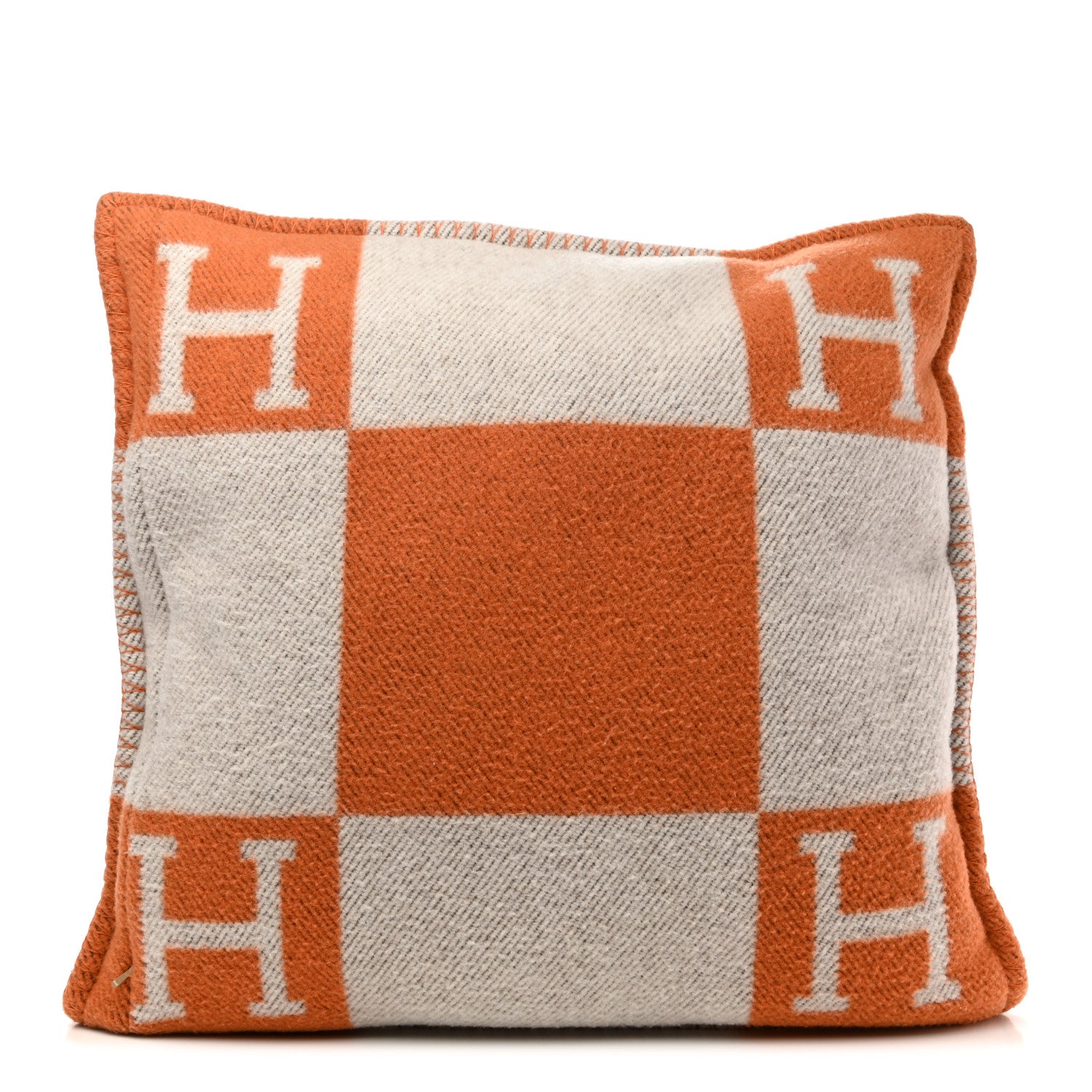 Hermes Wool Cashmere Avalon Pillow PM Ecru Potiron 2 of 3