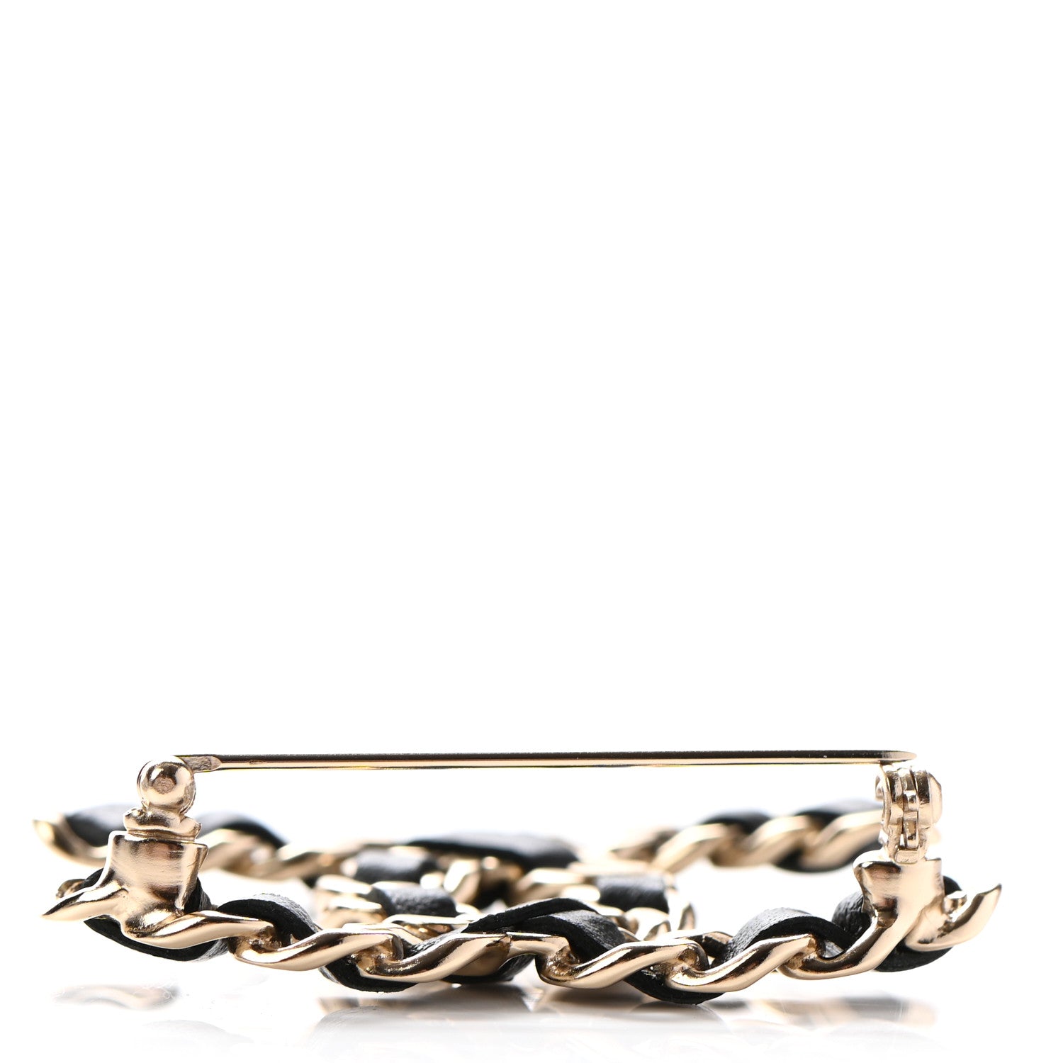Chanel Lambskin Chain CC Brooch Black Gold 4 of 5