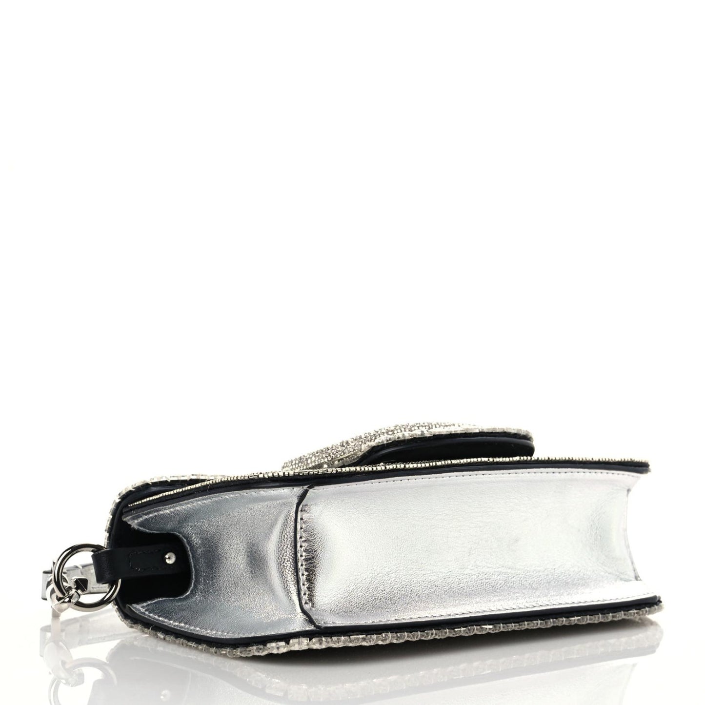 Swarovski Crystal Embroidered Vlogo Small Loco Shoulder Bag Crystal Silver