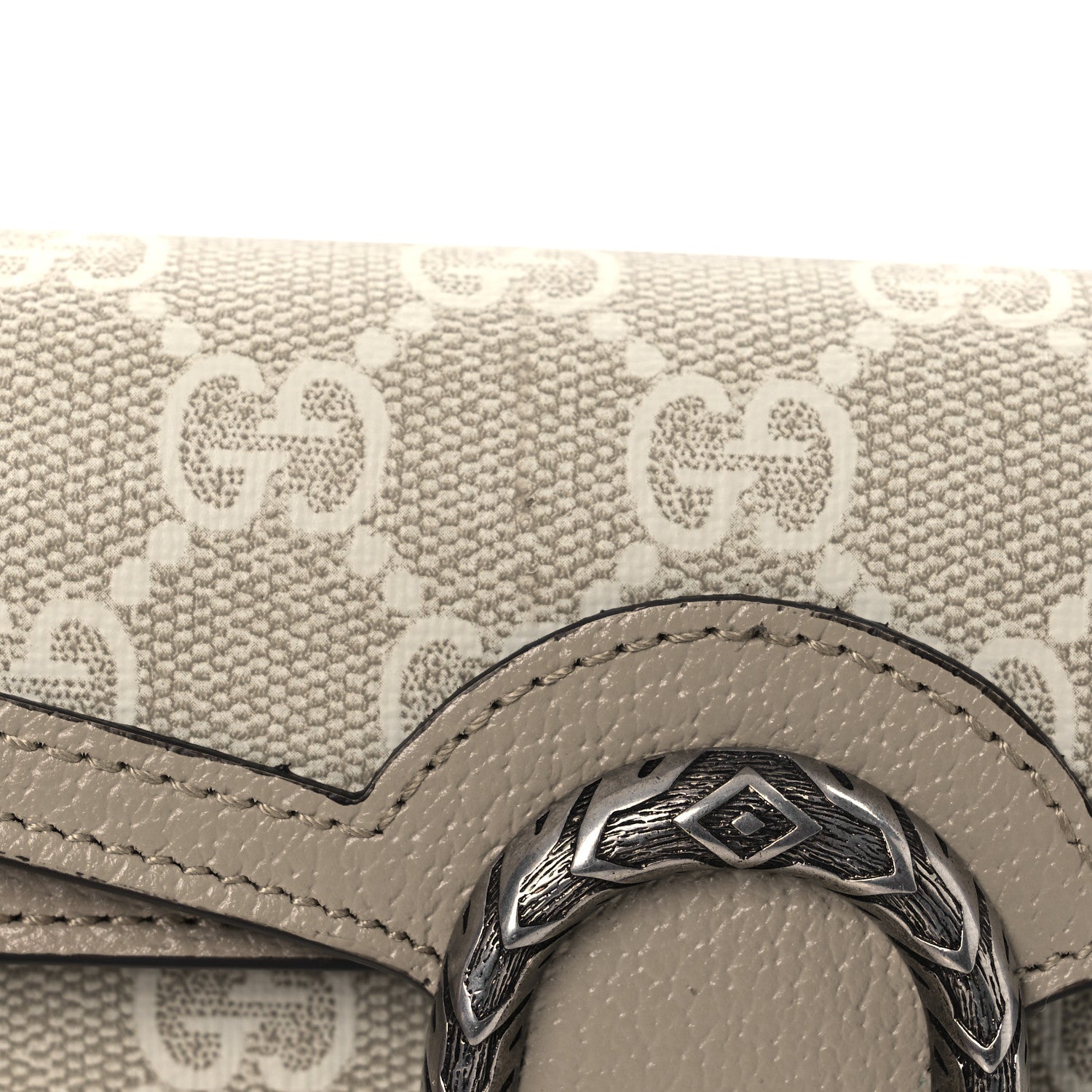 Gucci GG Supreme Monogram Textured Dollar Calfskin Super Mini Dionysus Shoulder Bag Beige Mystic White Oatmeal 10 of 10