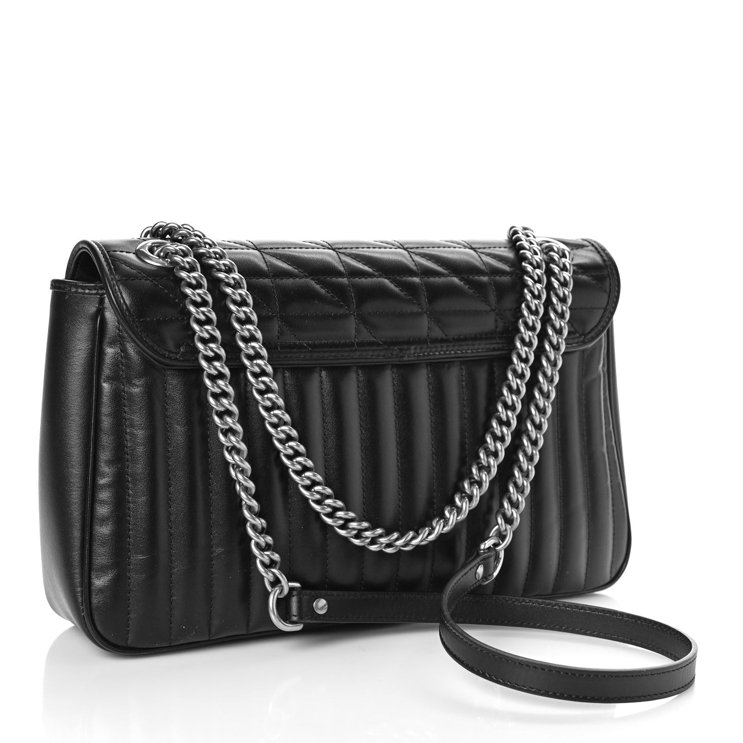 Calfskin Matelasse Aria Medium GG Marmont Shoulder Bag Black