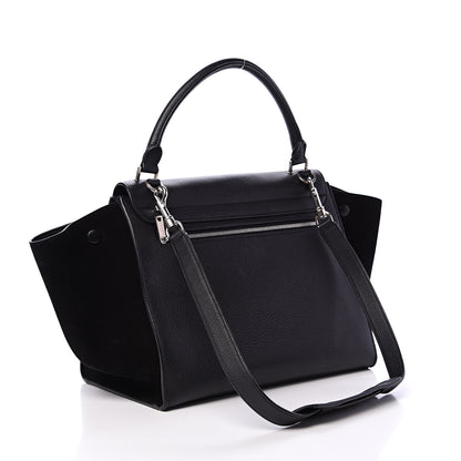 Celine Drummed Calfskin Suede Small Trapeze Black 2 of 9