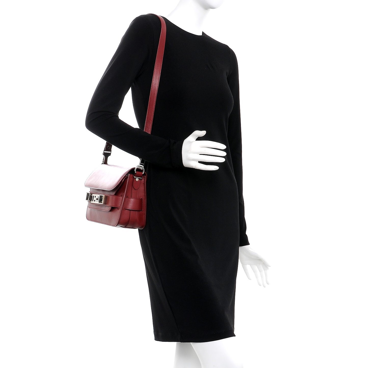 Smooth Calfskin Mini PS11 Classic Shoulder Bag Garnet