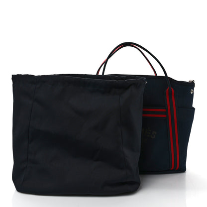 Hermes Toile Sac De Pansage Groom Bleu Marine Rouge 3 of 14