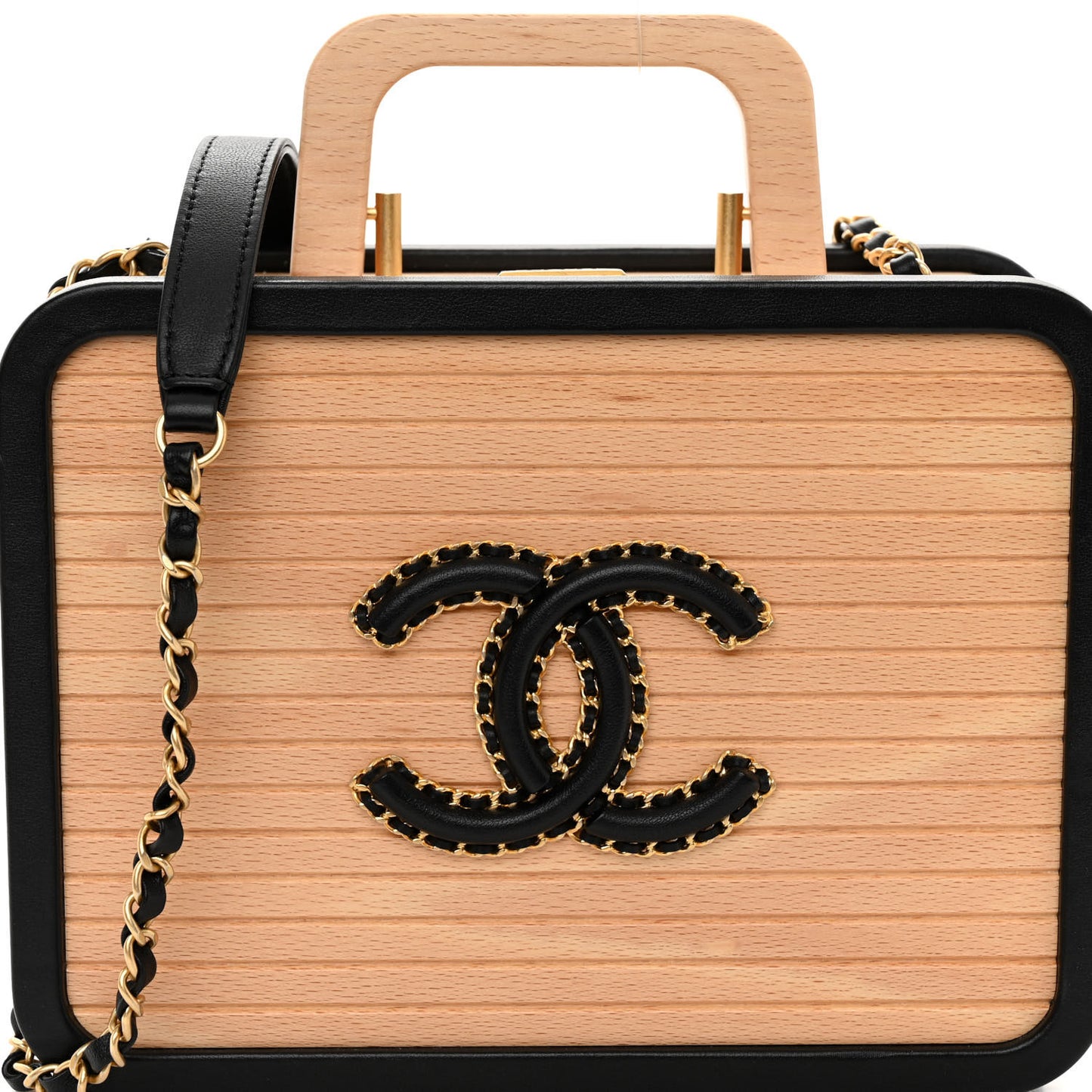 Beech Wood Lambskin Medium CC Vanity Case Black