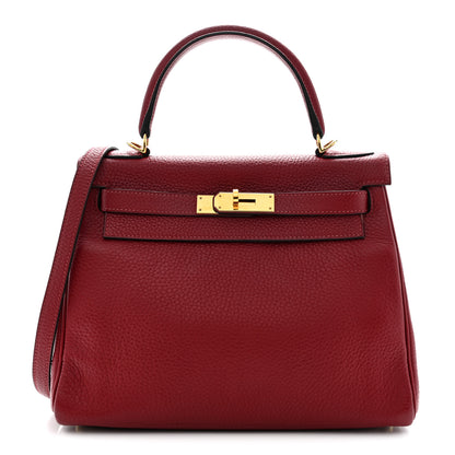 Hermes Taurillon Clemence Kelly Retourne 28 Rouge Grenat 1 of 14