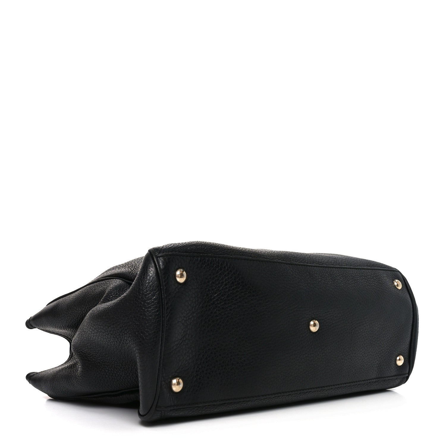 Gucci Pebbled Calfskin Medium Bamboo Shopper Tote Black 1857237