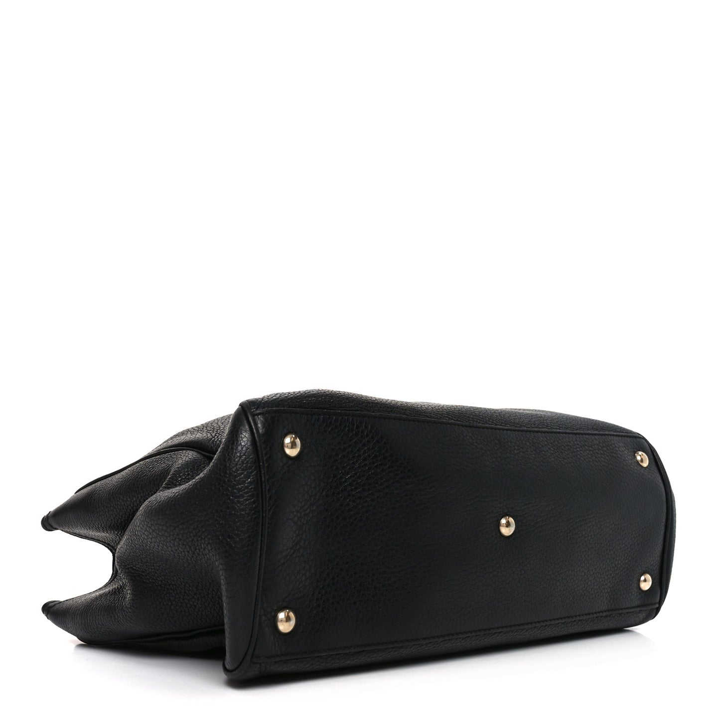Pebbled Calfskin Medium Bamboo Shopper Tote Black